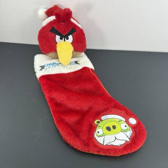 ANGRY BIRDS CHRISTMAS STOCKING RED BIRD PLUSH w/ Angry Bird Stuffed Head - Picture 1 of 9